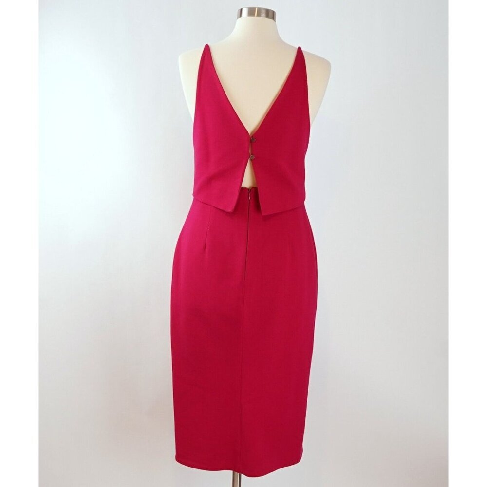 Nicholas Fuchsia Deep V Midi Dress - Size 8 - Euc - image 4
